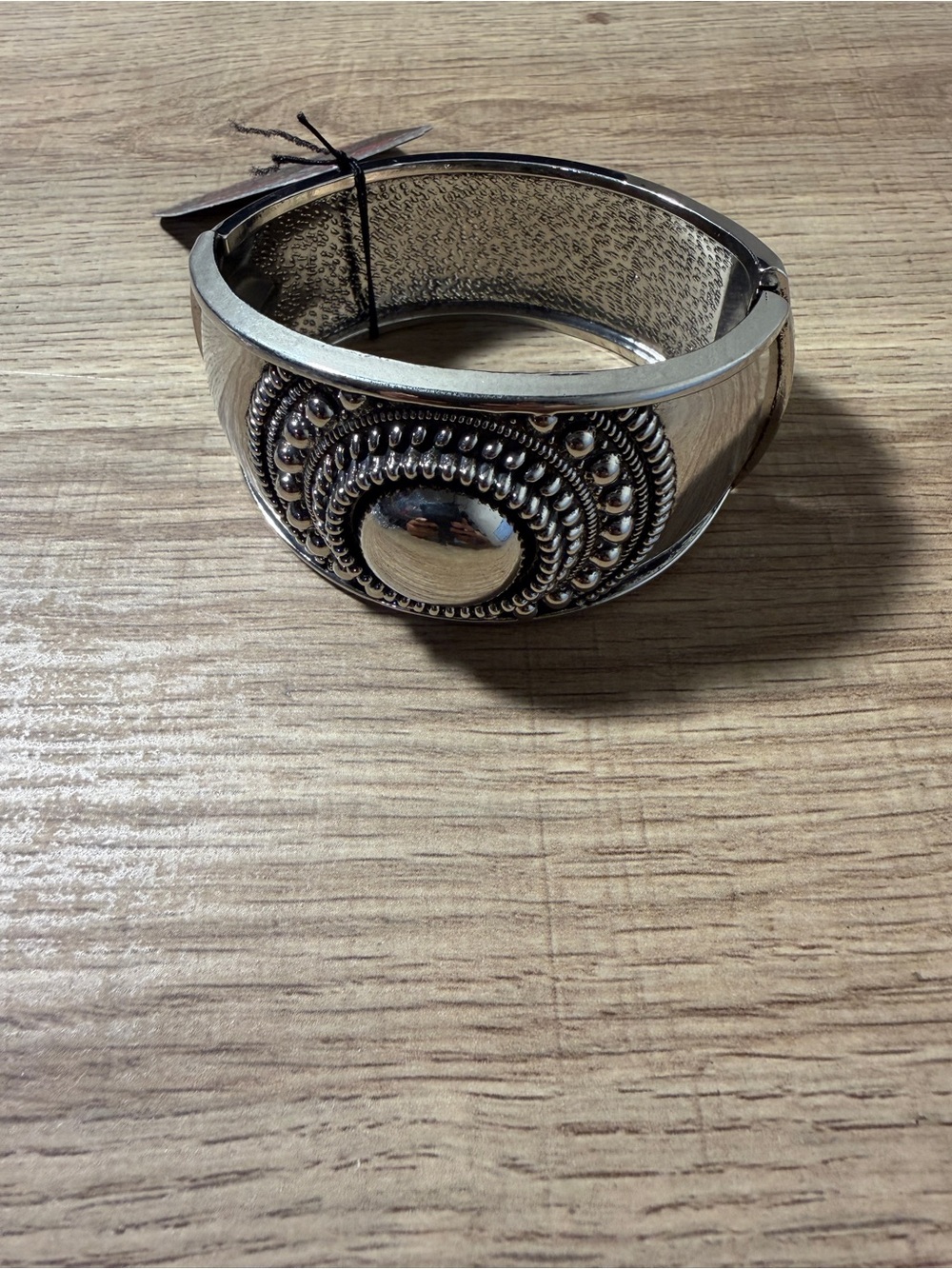 paparazzi Silver-Tone Ornate Dome Hinge Cuff Bracelet
